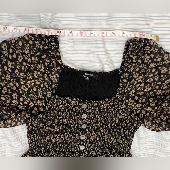 Madewell Dress - Black floral midi dress with front slit - Picture 5 of 11